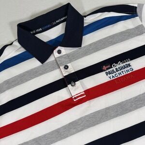 Paul & Shark Yachting Kipawa Polo Mens Large Striped Oslo 1938 Red Blue Vintage